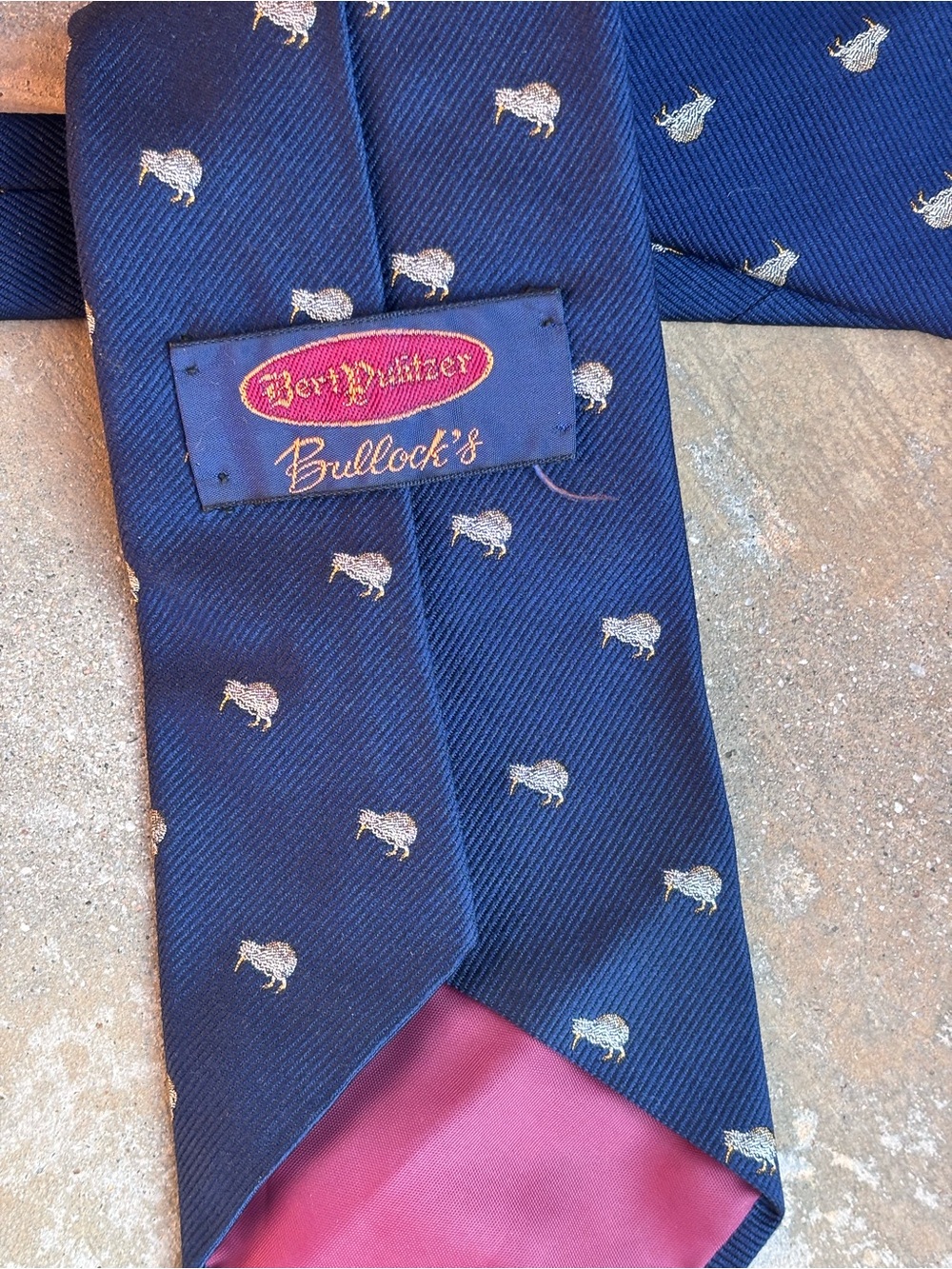 Vern Yip? Bullock's Navy Wool Novelty Tie with Burgundy Tip
